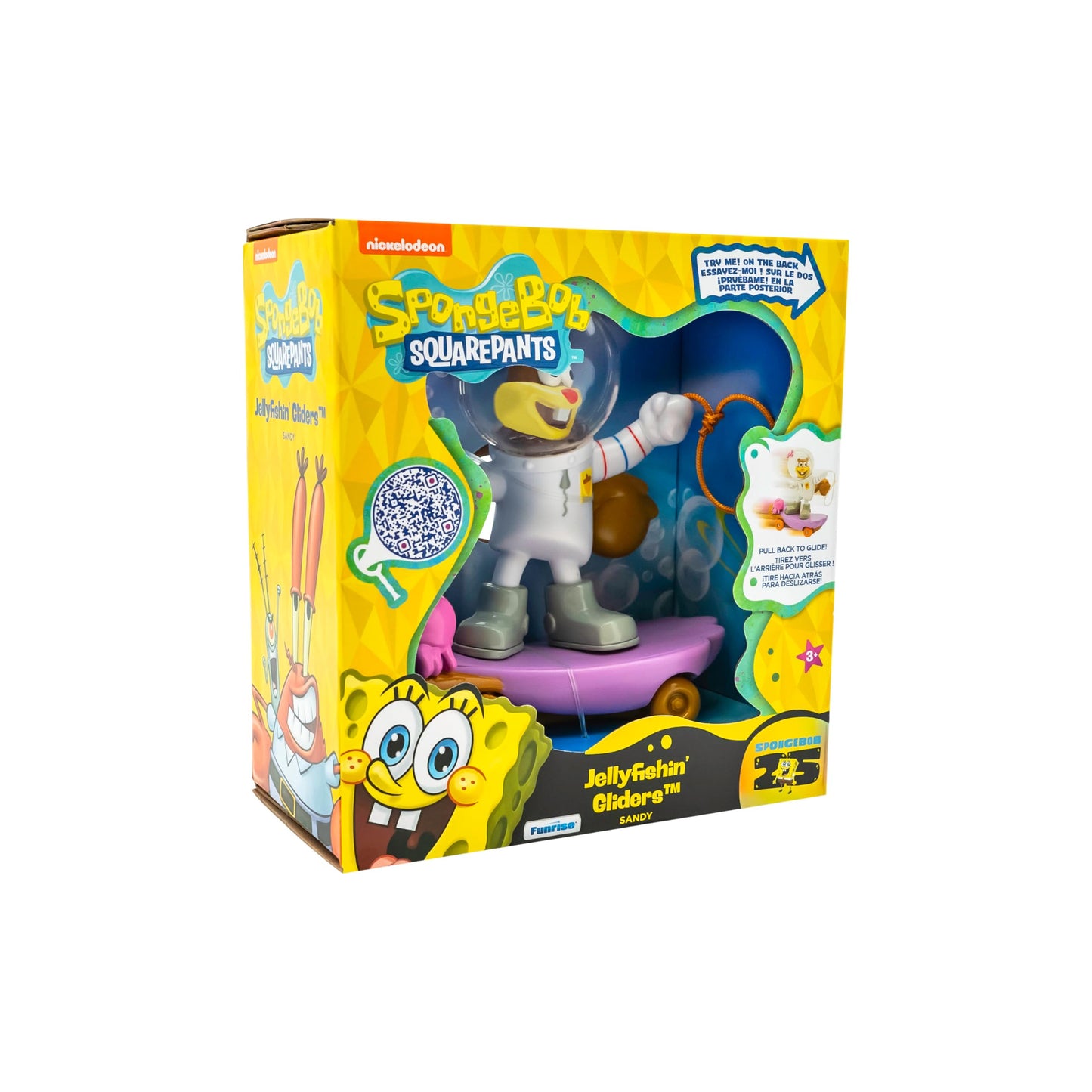 SpongeBob SquarePants, Jelly Fishin Gliders Sandy Cheeks, 5 Pull-Back Racing Toy with Jellyfishing Action, Ages 3+