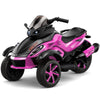 Hotsolo 12V Kids Electric Motorcycle, 3 Wheeler Toddler ATV with Led Lights, Music, Horn, Shock Absorbers, Pink Power Wheels for
