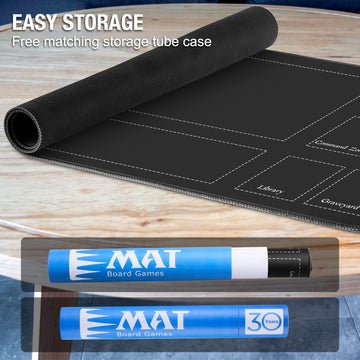 Biouai Stitched Playmat for MTG - Black, 24x12x0.08, Includes Tube Case for Card Game Protection