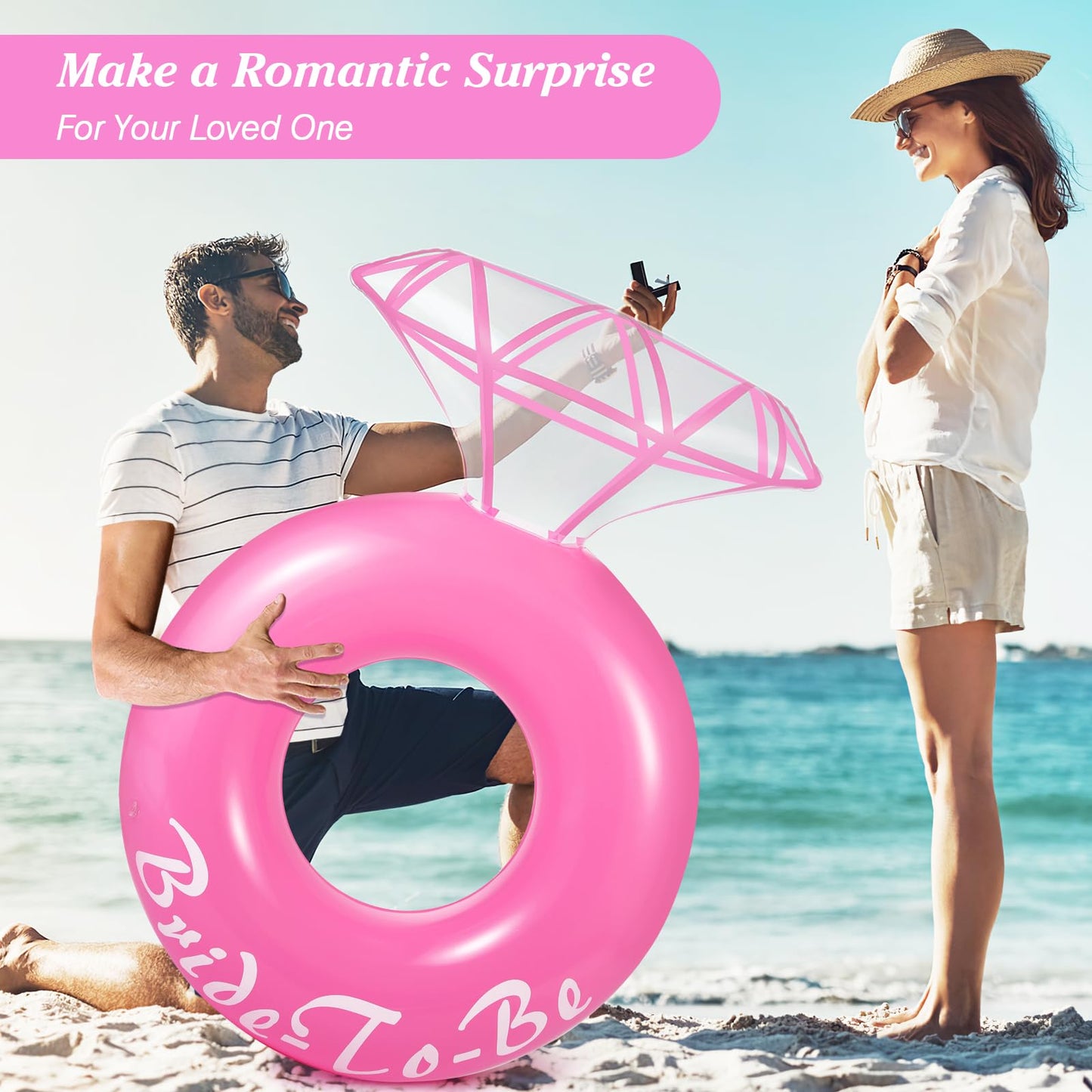 MoKo Diamond Pool Floats Adults, Bachelorette Party Decorations, Romantic Diamond Swim Ring Float for Summer Beach Party, Engage