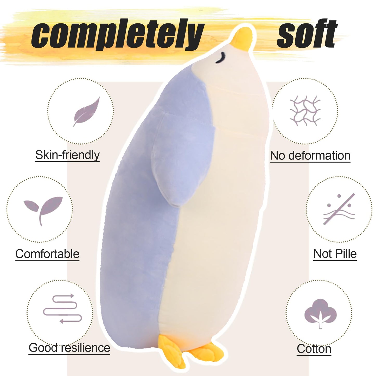 DENTRUN Penguin Stuffed Animals Bulk Cute Penguin Plush Doll Play Toys for Kids Girls Boys mature-themeds Birthday Xmas Halloween Present Adorable Soft Plushies 12.20/18.11/22.44/25.98 Inchs Blue Black