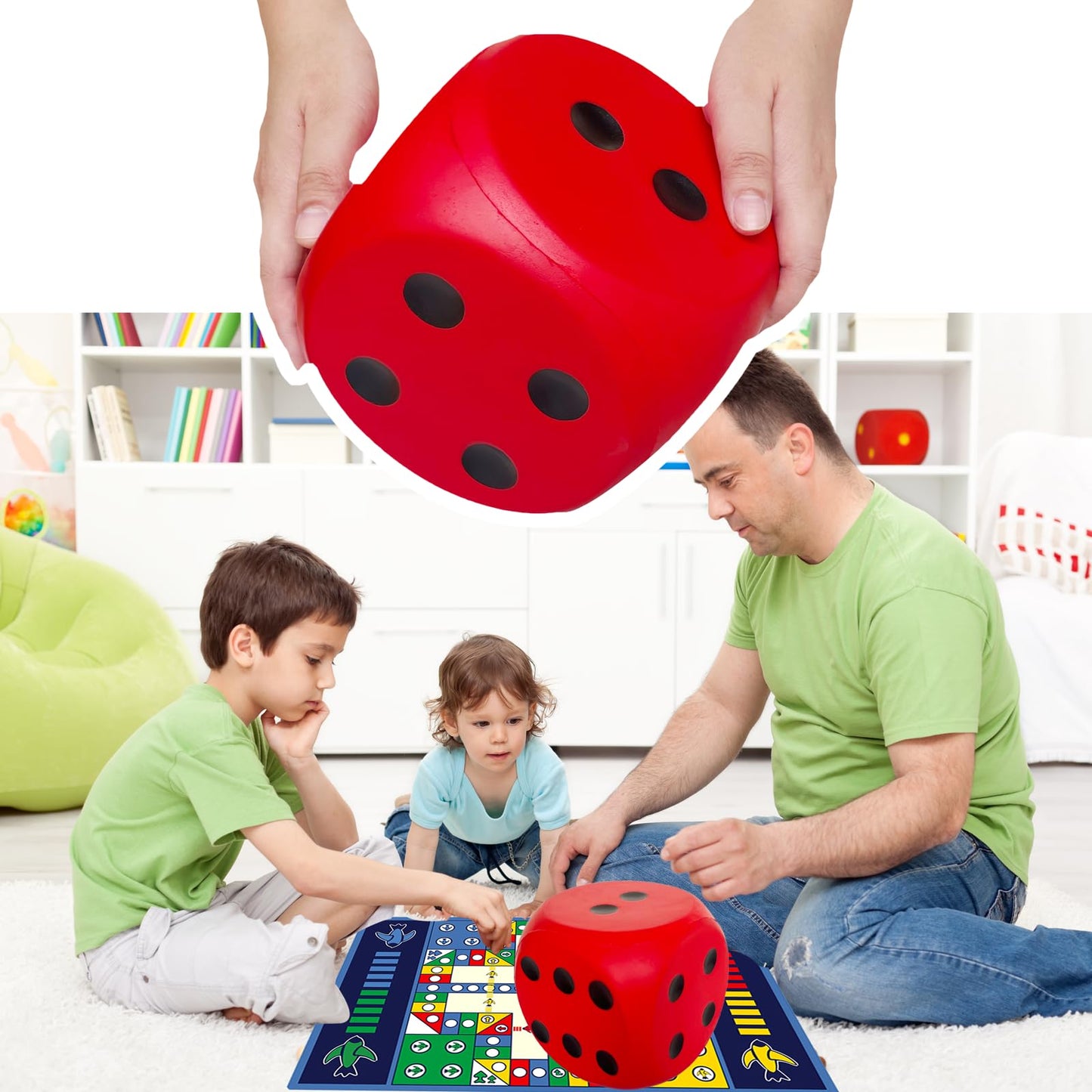 Giant 5.9 Inches Kawaii Foam Dice: A Fun-Filled, Educational Toy for Game Nights and Learning Sessions (Lucky Red)