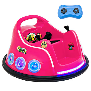 Costzon Bumper Car For Kids, 12V Electric Ride On Bumper W/Remote Control, 360 Degree Spin, Flashing Lights, Built-In Music & Wi