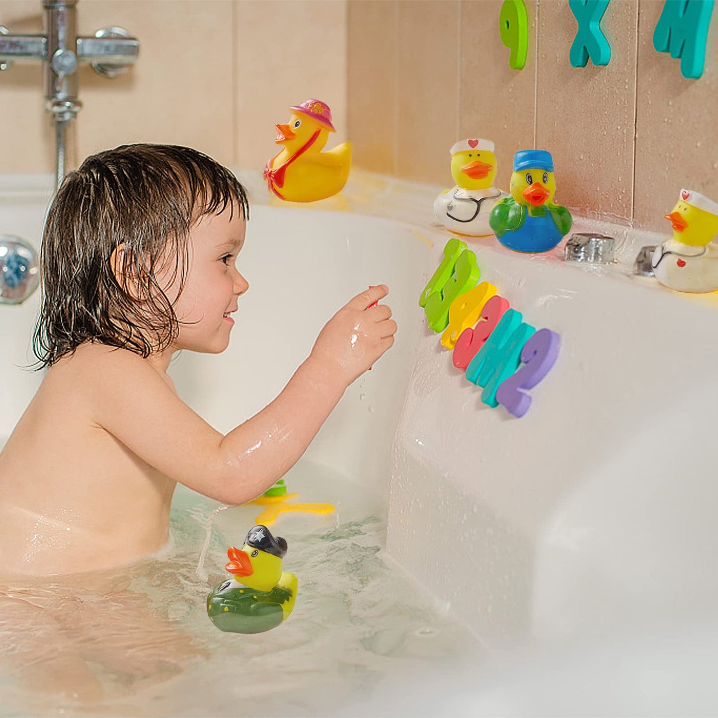 Valenlyra 200 Pack Rubber Duck For Jeeps Ducking - 2' Bulk Floater Duck For Kids - Baby Bath Toy Assortment - Party Favors, Birthdays, Bath Time, And More (100 Varieties)