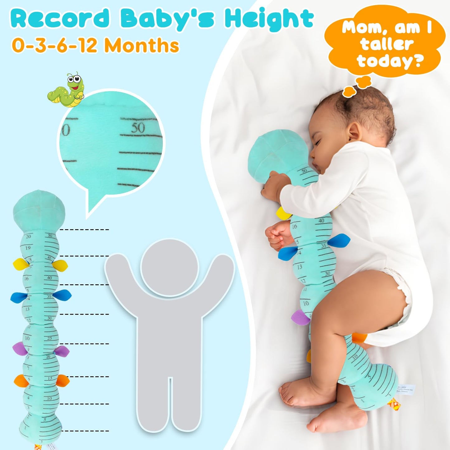 Baby Tummy Time Toy 0-6 Month Musical Stuffed Animal Plush Caterpillar Toy For Infant 6-12 Month Teething Sensory Toy With Crink