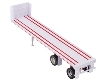 Wheel Master Diecast Model Toy Truck, Red Peterbilt 387 Flatbed Tractor Trailer with 2 Farm Tractors, Opening Doors, Interactive