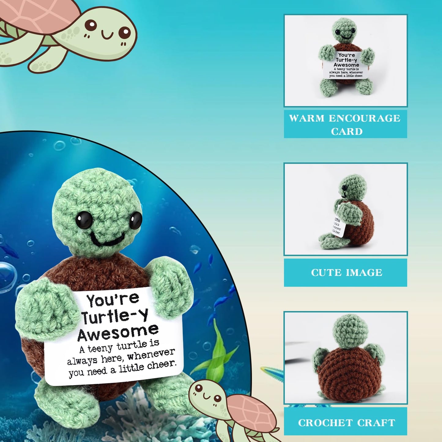 Funny Gifts Women Positive Emotional Support Crochet Valentine Plush Nuggets Partner Cute Birthday Gift Mini Positive Turtle Far