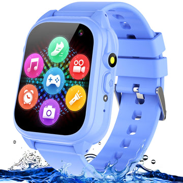 Waterproof Smart Watch For Kids 3-12 Years Old Boys Learning Toys With 26 Games, Video Camera, Pedometer, Music Player, Alarm Cl
