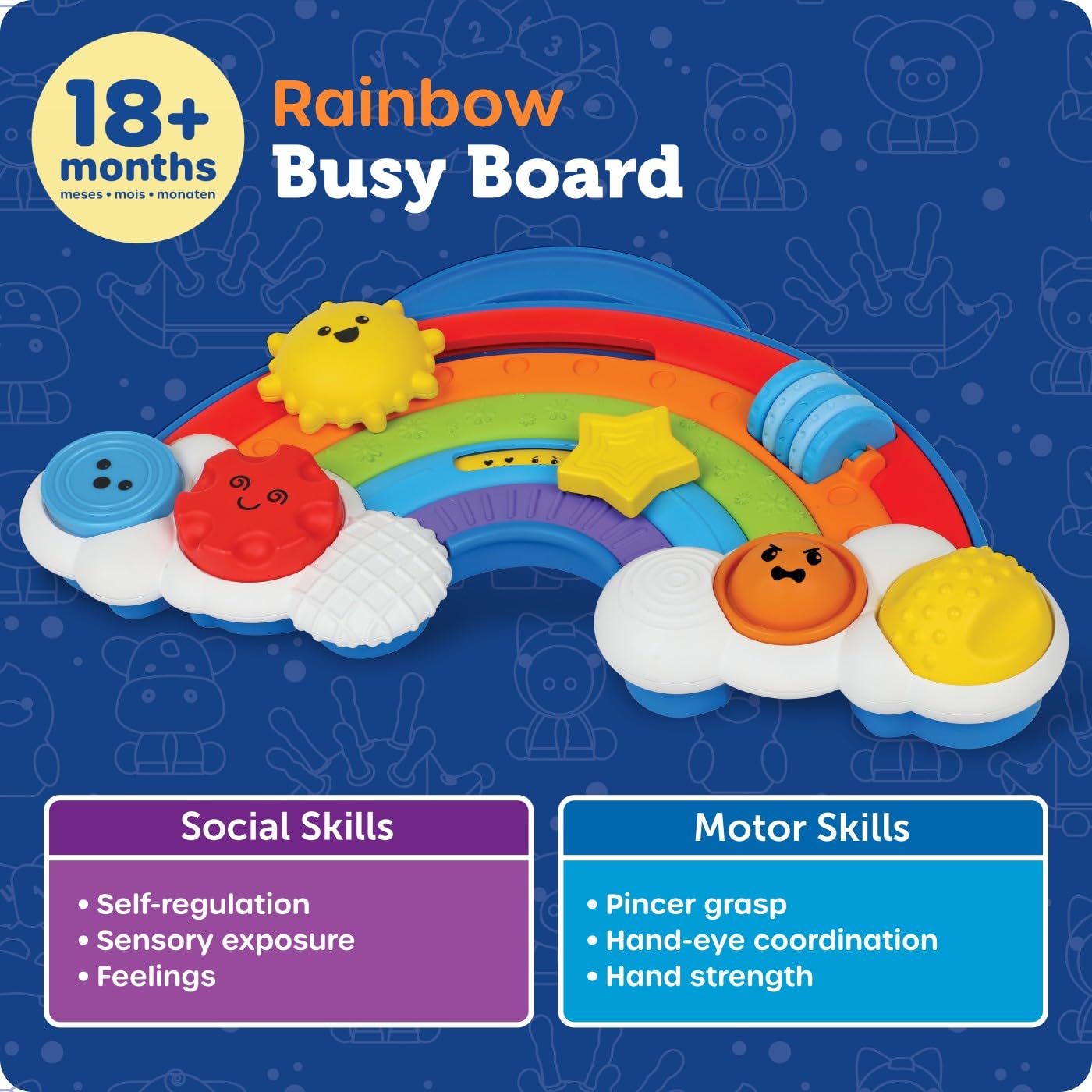 Learning Resources Rainbow Busy Board - Montessori Puzzle Toy for Fine Motor Skills, 13.4"x10"x0.4", Ideal for Toddlers, Model LER9809