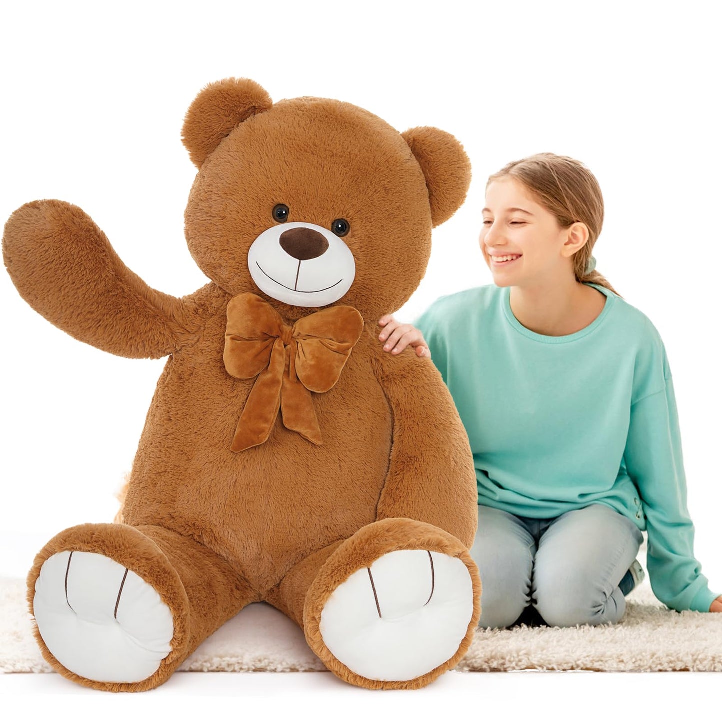 Tezituor Giant Teddy Bear, 4 Feet Soft Big Stuffed Animal Life Size 47 Inch Plush Bear Toy Valentine'S Christmas Birthday Gift For Girlfriend Kids,Dark Brown