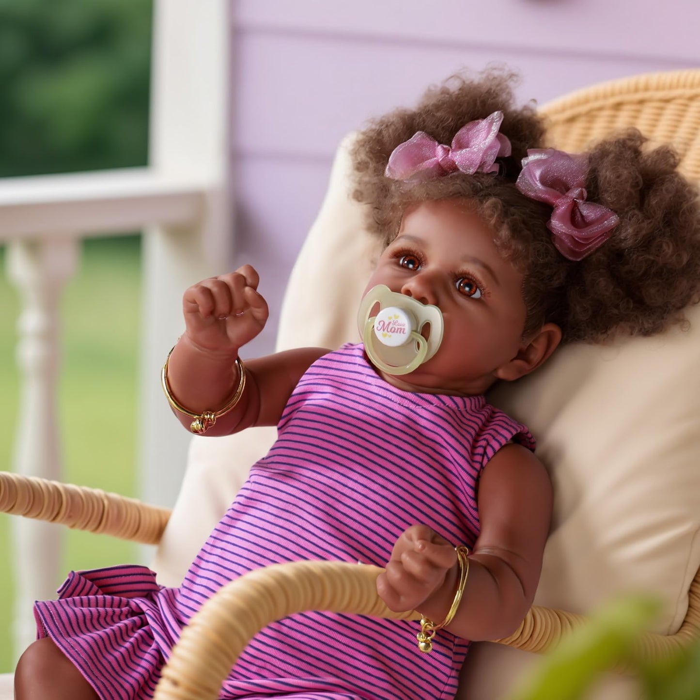 Jizhi Reborn Baby Dolls Black - 22 Inch Lifelike Soft Body Realistic-Newborn Baby Dolls Taupe Eyes Caramel Skin Tone Orange Crus