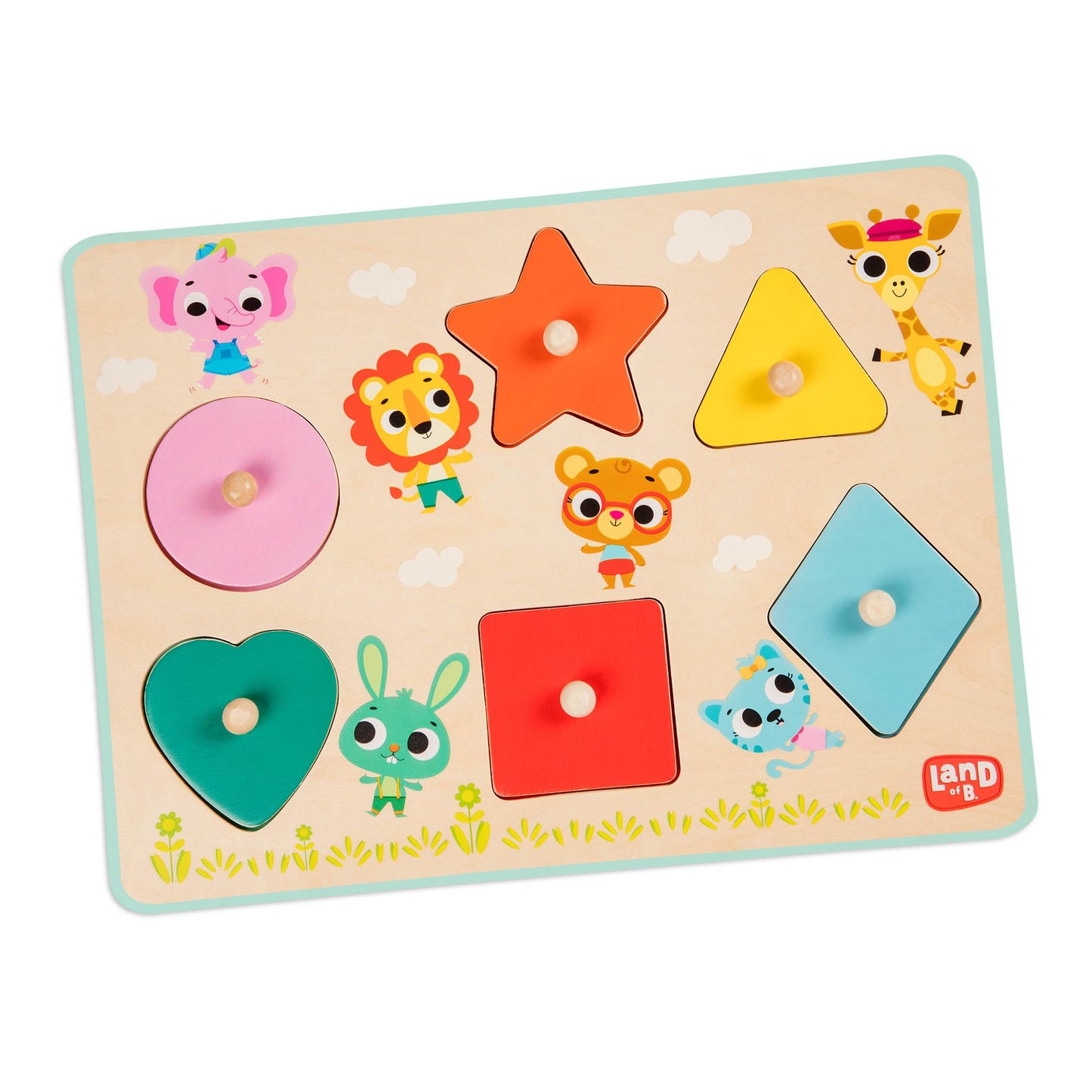 B. Toys – Wooden Peg Puzzle – Puzzle For Kids – Shapes, Colors, Animals – Wooden Toys For Toddlers, Kids – 18 Months + – Shapely Color Puzzle