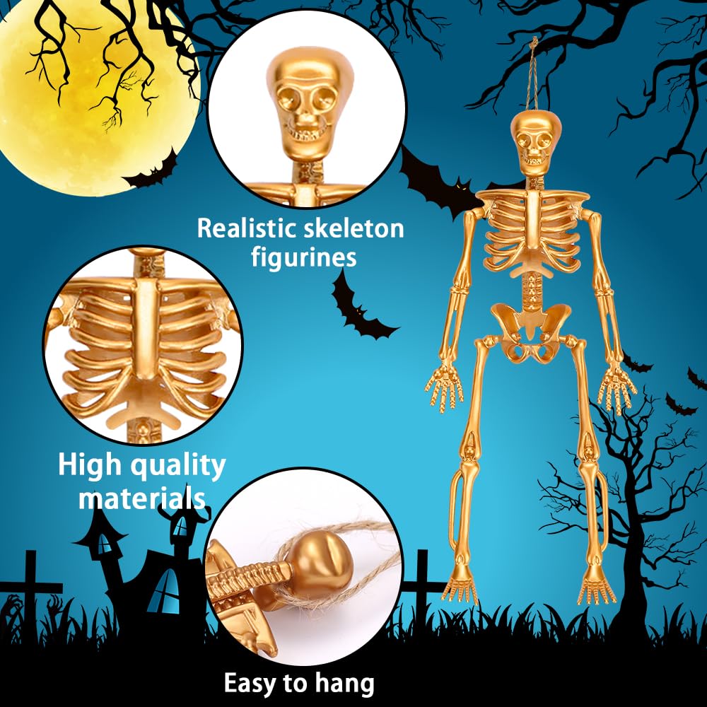 DULEFUN 6pcs Small Skeleton Figurines 6 Inch Mini Plastic Skeletons for Craft Halloween Hanging D  cor Poseable Skeleton Toys Pa