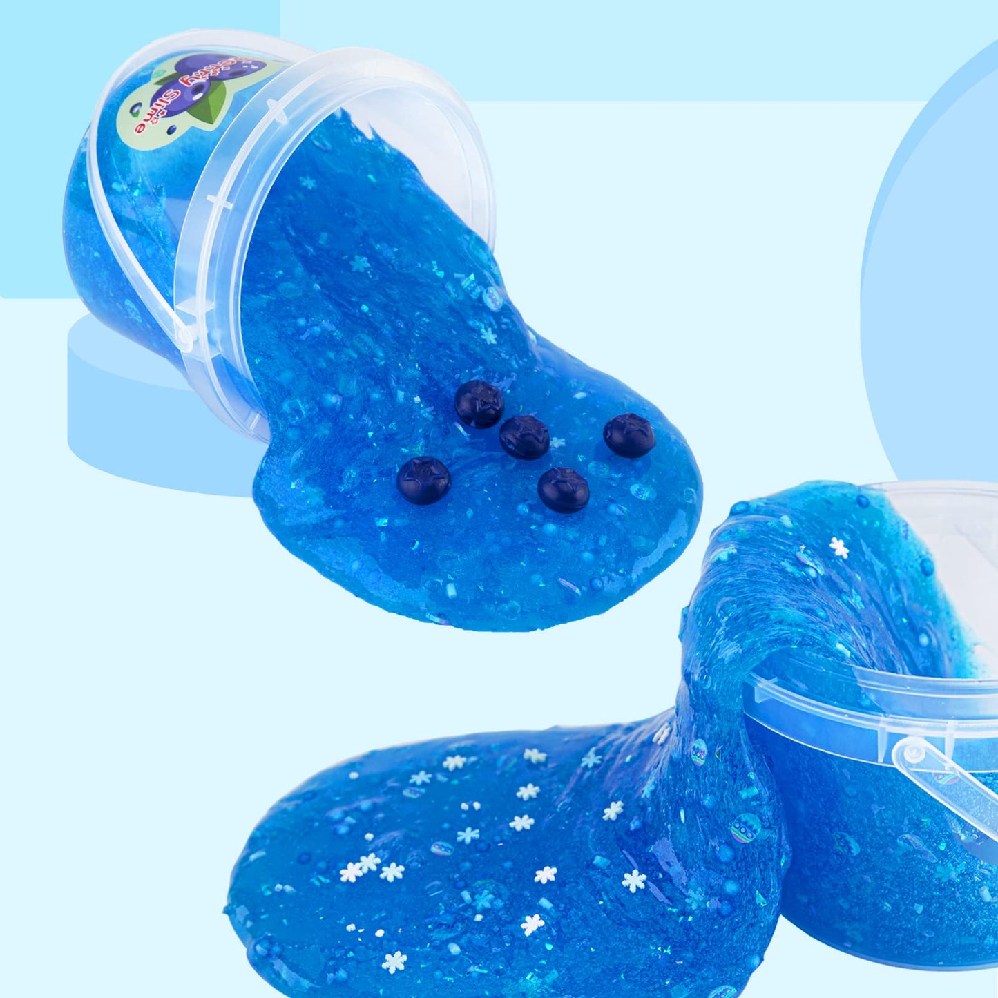 Clear Slime, Blueberry Slime For Kids With Jelly Cubes, Crunchy Slime With 8 Slime Add Ins, Non Stick Slime For Kids Party Favors, Birthday Christmas Easter Gifts Slime Kit For Girls And Boys Age 8-12