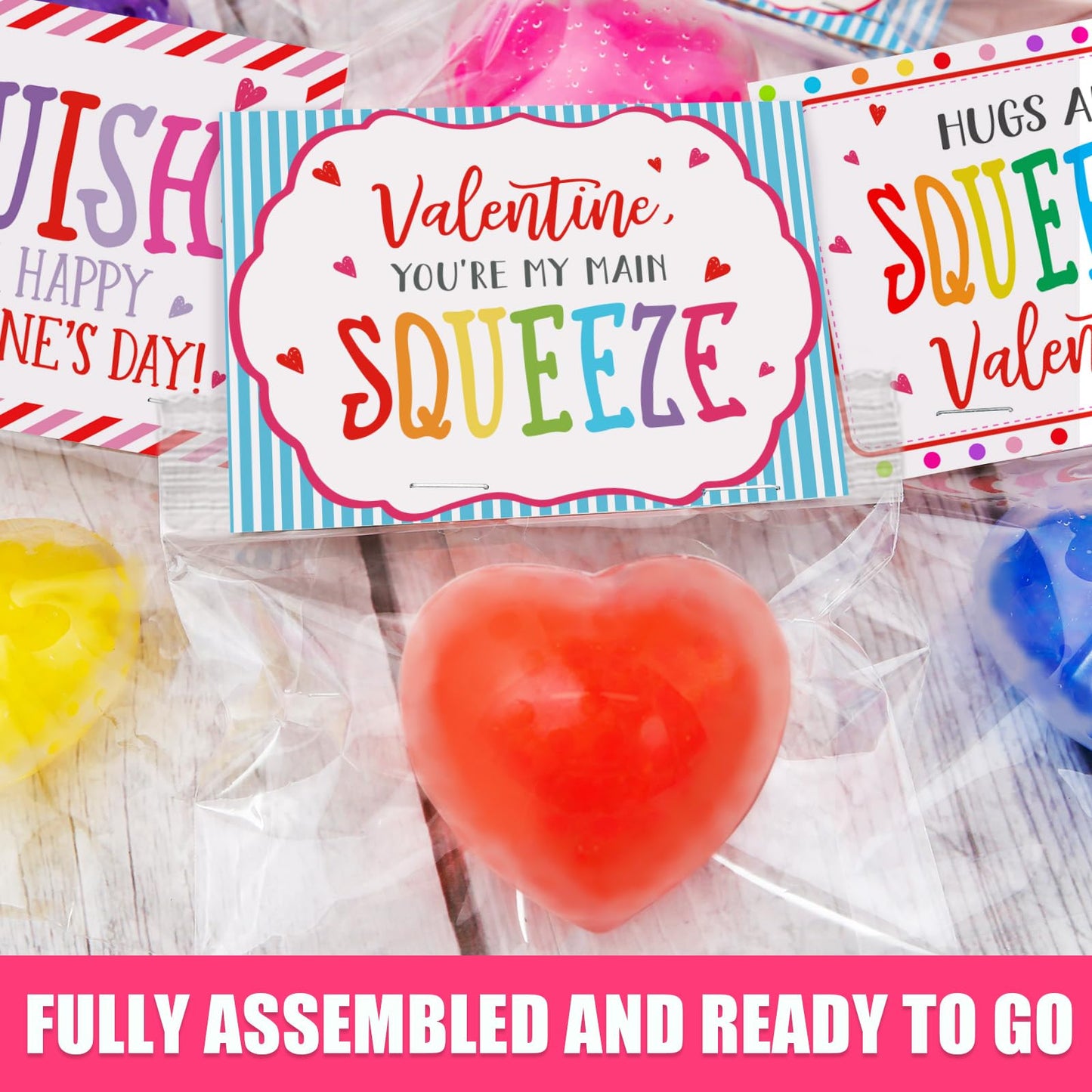 Oriental Cherry Valentines Day Gifts - 24 Pack Valentines Cards With Heart Balls - Fidget Toys Bulk Valentines Gift Exchange For