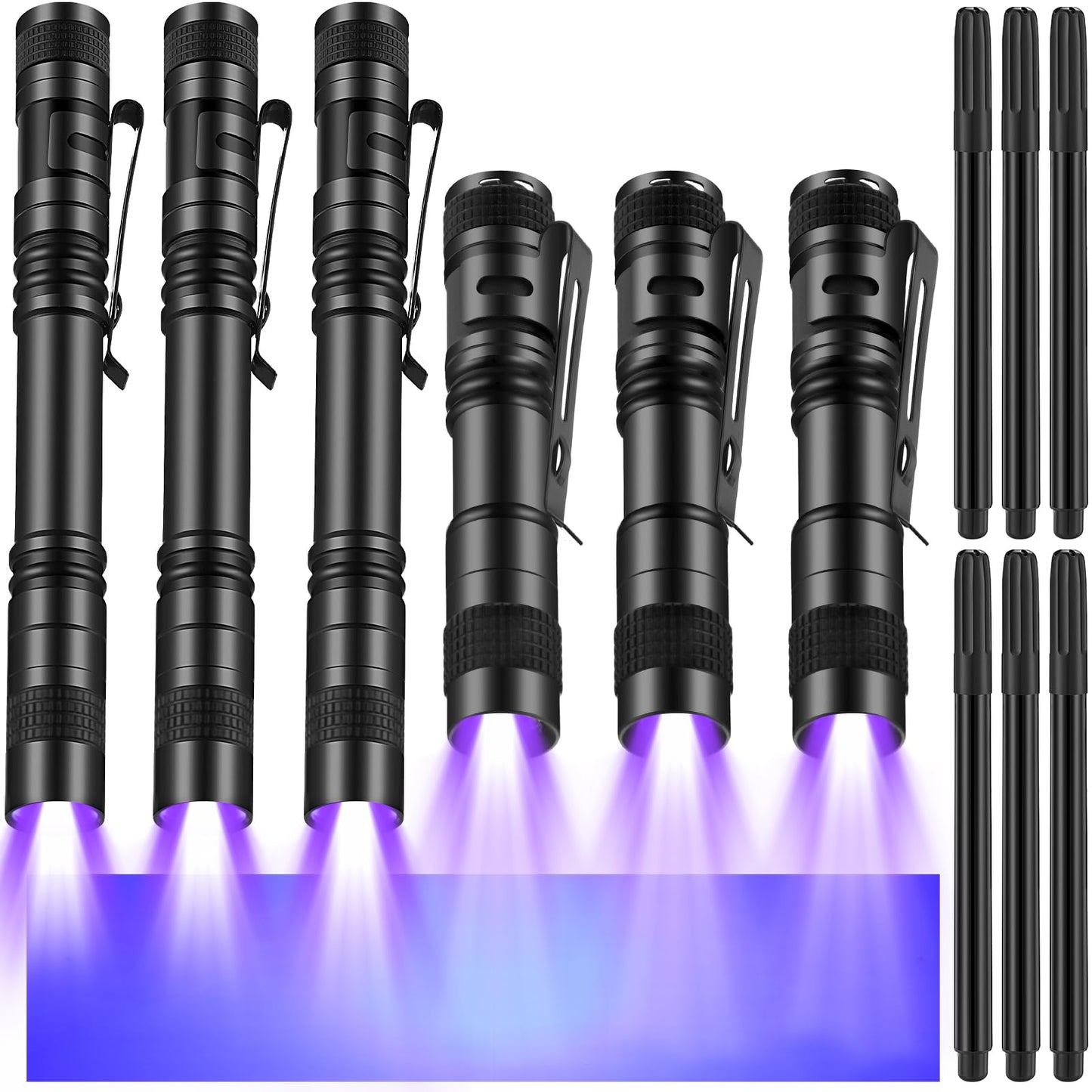 Tegeme 12 Invisible Ink Pen Set 6 Invisible Marker 6 Mini UV Flashlights Black Light Markers Disappearing Ink Pen for Secret Not