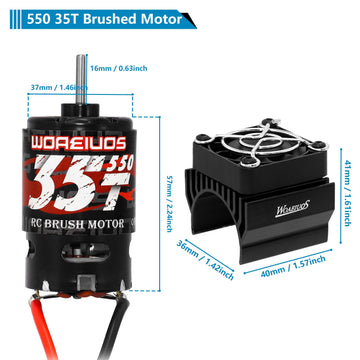 Woaeiuos 550 Brushed Motor 35T & Heatsink Combo For 1/10 Rc Car Trx4 Trx6 Redcat Scx10 Scx10Ii Axi03007 Jl 90046 Rc4Wd D90 And 1