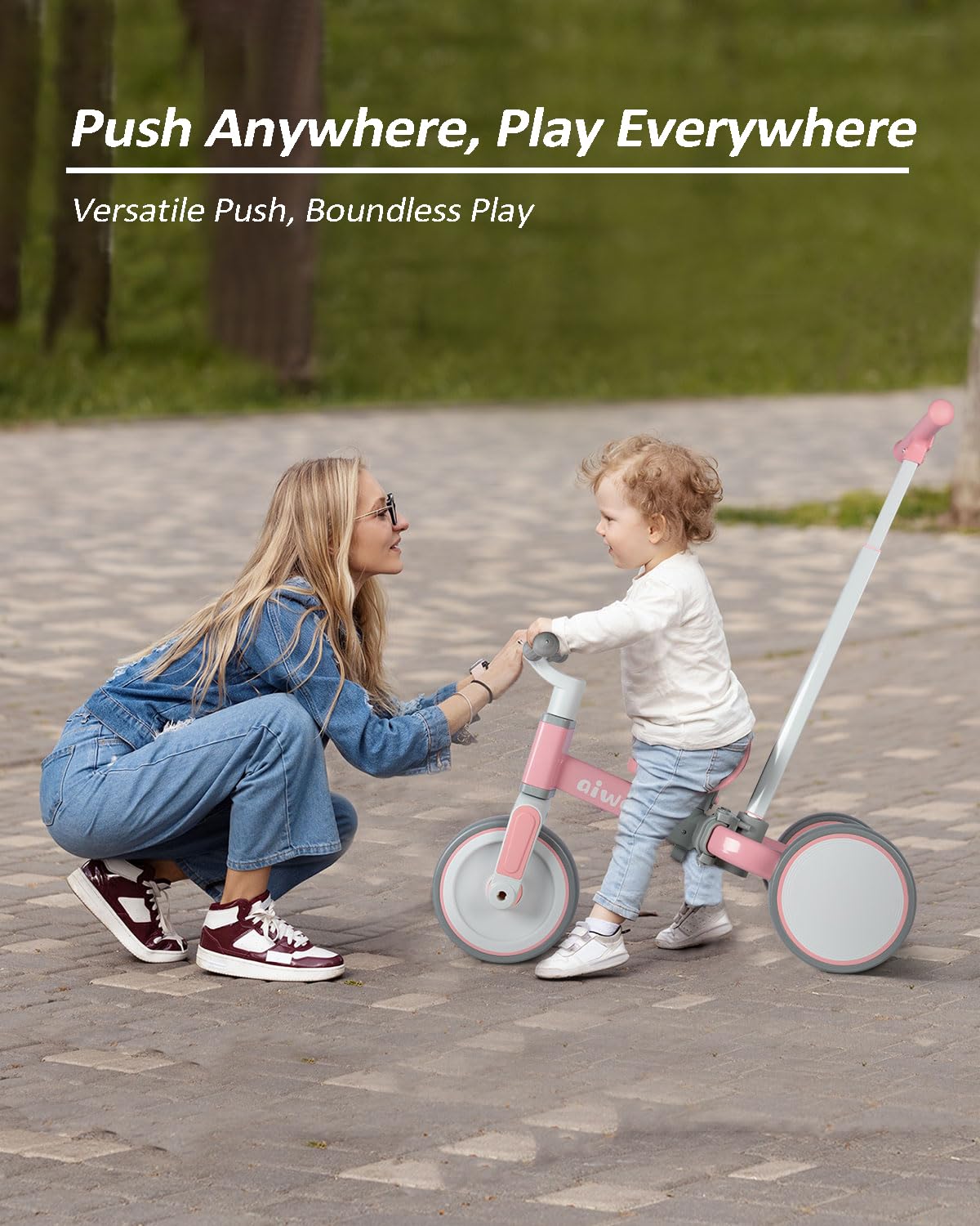 aiwo 5in1 Tricycle for Toddlers 1-3, Toddler Balance Bike for 1 to 4 Year Old Kids Boys Girls First Gift, Ride-on Toys Toddler B