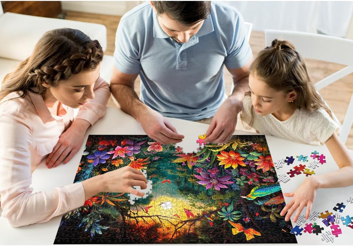 Huadada Jigsaw Puzzles For Adults 1000 Piece Jigsaw Puzzles For Adults Challenging Game Puzzles With Letters On Back (Flowers And Birds)
