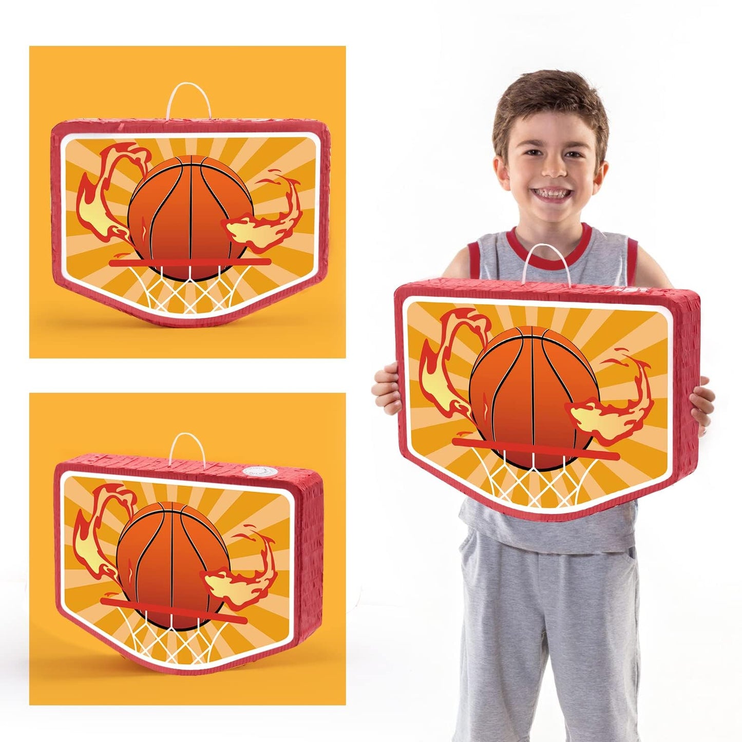 Wernnsai Basketball Piñata - Basketball Party Supplies Piñata Bundle With Blindfold And Stick Sports Themed Party Supplies For Kids Carnival Events Basketball Party Decorations (15.8' X 11.8' X 3')