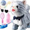 HCdoujoy Interactive Talking Cat Toy - Plush Robot, Blue Bowtie, Cotton, Voice Control, Nodding Tail, for Kids