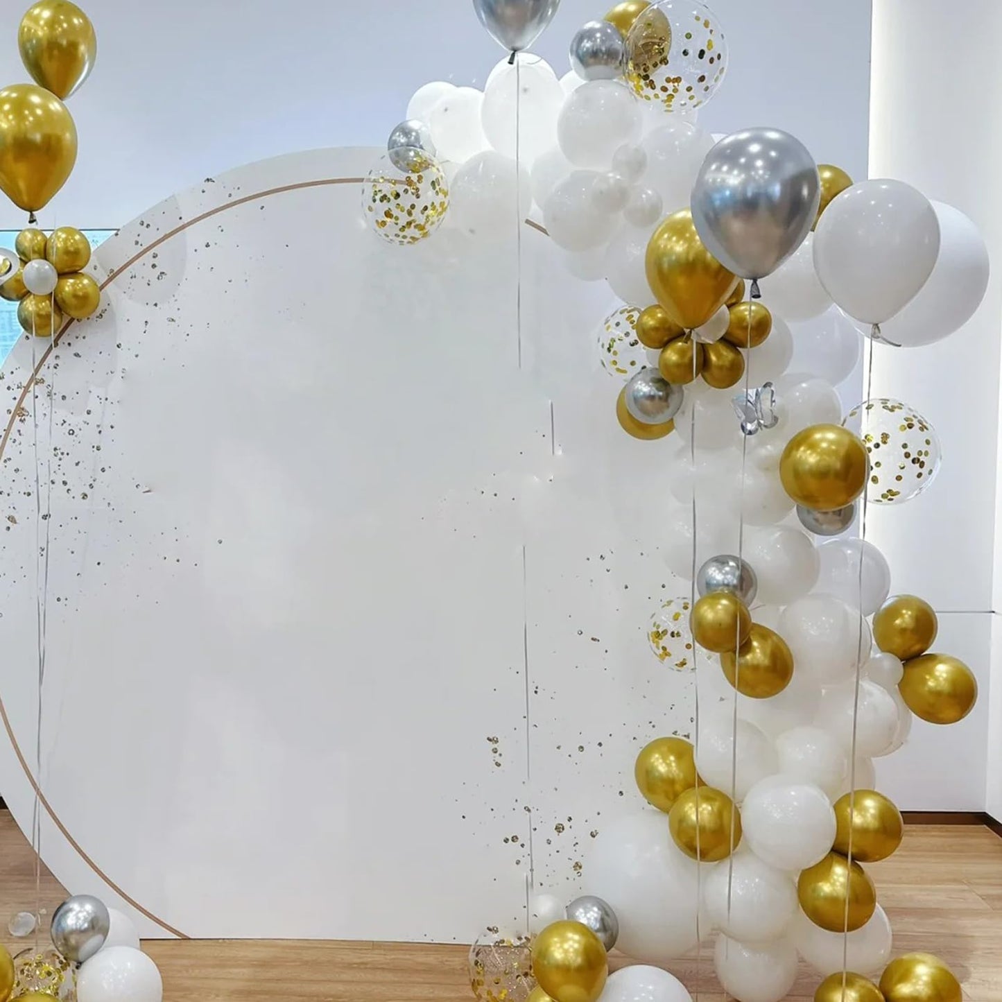 Paready Gold and Silver Latex Balloons, 12 Inch, 60 Pcs, Metallic Gold, Silver, and White Confetti for Celebrations