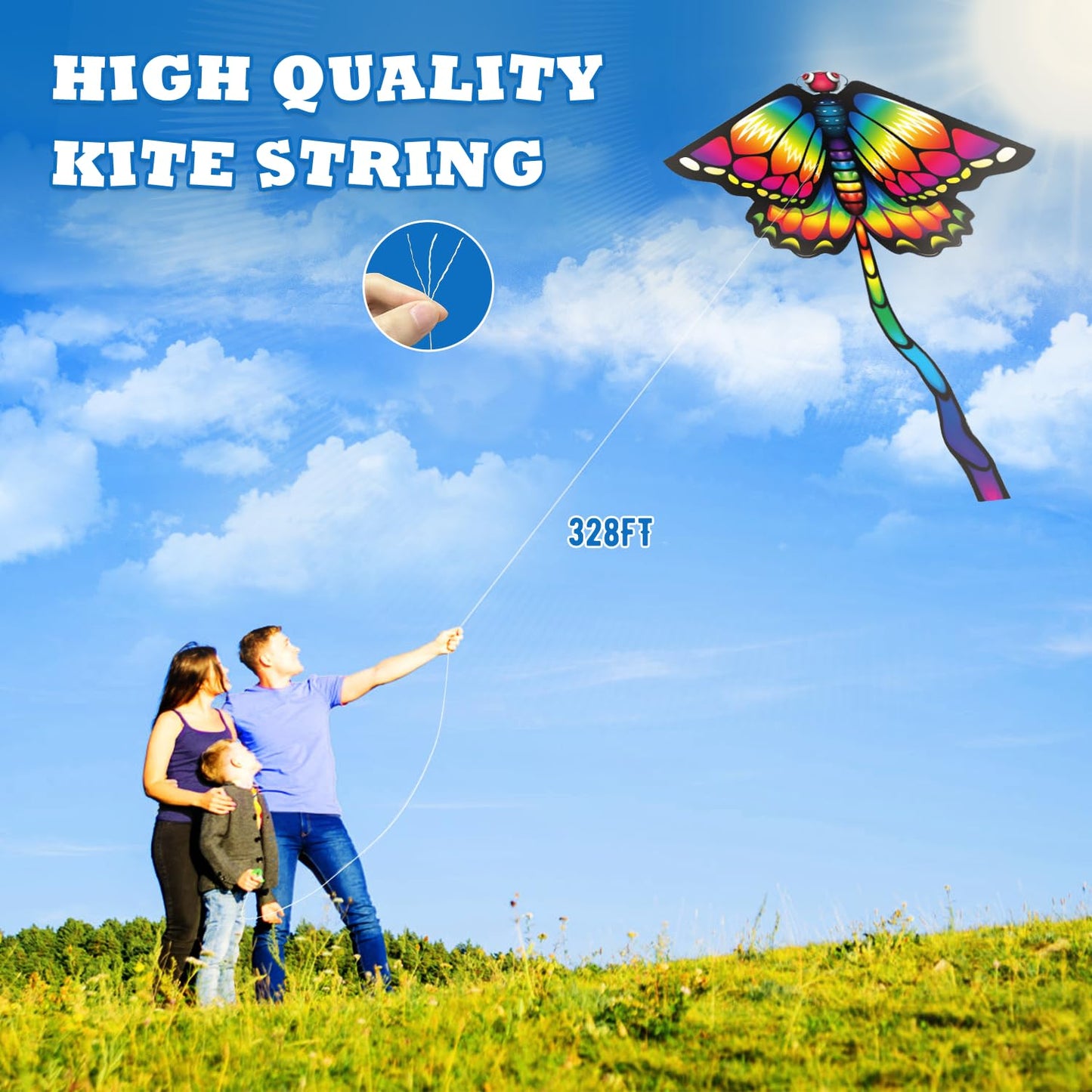 Fantocemea Dragonflies Kite For Kids & Adults, Extremely Easy To Fly In Low Wind Speed, Beginners Kids Kite For Family Outdoor G