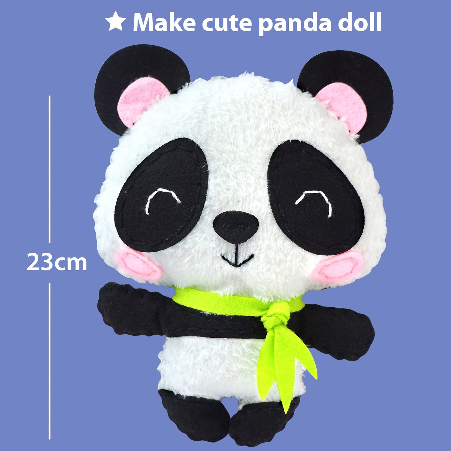 Krafun Panda Animal Sewing Kit For Kids Beginner My First Art & Craft, Includes Panda Doll Stuffed Animal, Instructions & Plush Felt Materials For Embroidery, Age 7 8 9 10 11 12
