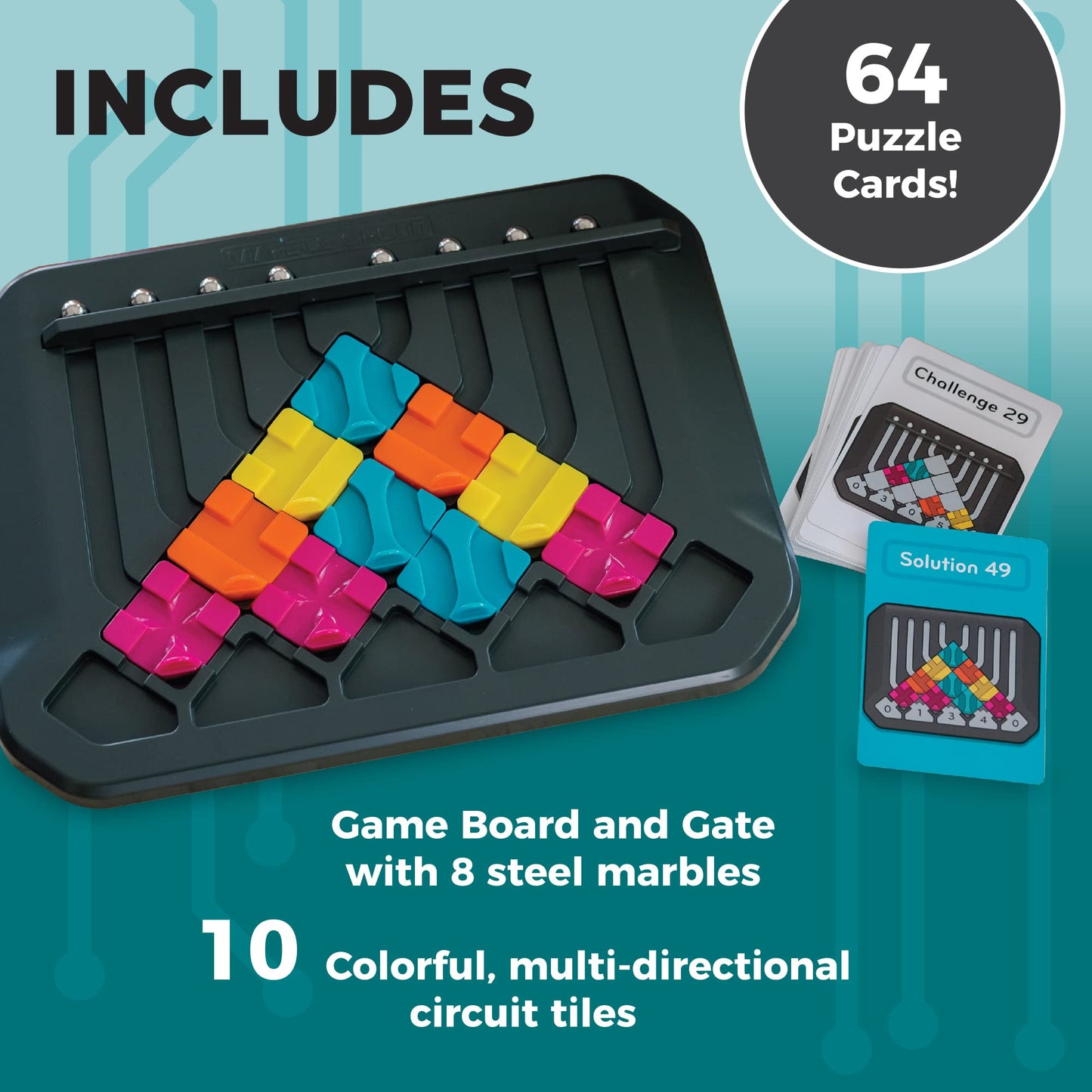 Mindware Marble Circuit Puzzle - 64 Challenges - Ages 8+