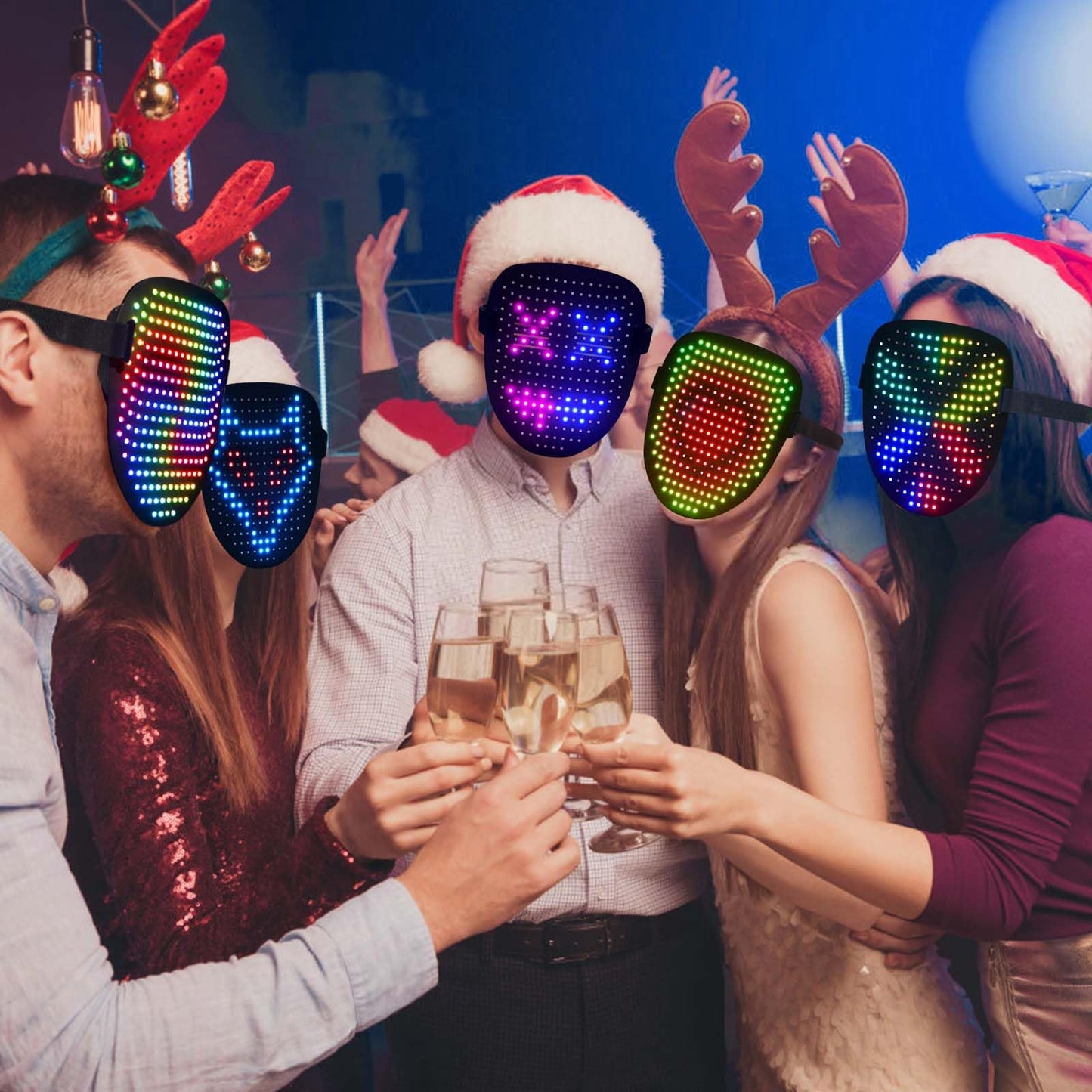 ORWINE LED Mask, Light Up Mask with Gesture Sensing, Unisex LED Lighted Face Transforming Mask for Festival Dj Cosplay Halloween