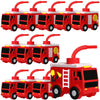 12 Sets Firefighter Party Favor Gift Supplies Fire Truck Cups with Straws, Plastic Fire Truck Shape Cup Reusable Firefighter Par