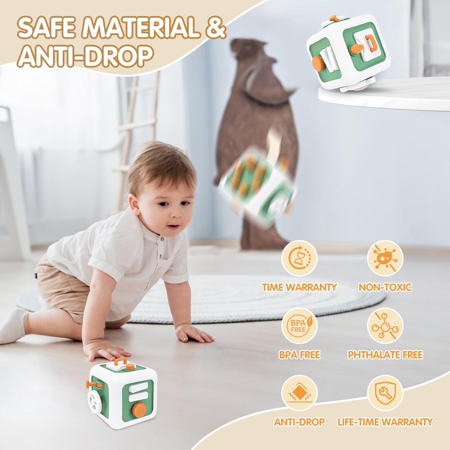 Sosushoe Baby Toys 12-18 Months,Busy Cube Toys For 1 Year Old Boy Girl, Montessori Toys For 1+ Year Old, Travel Sensory Toys For