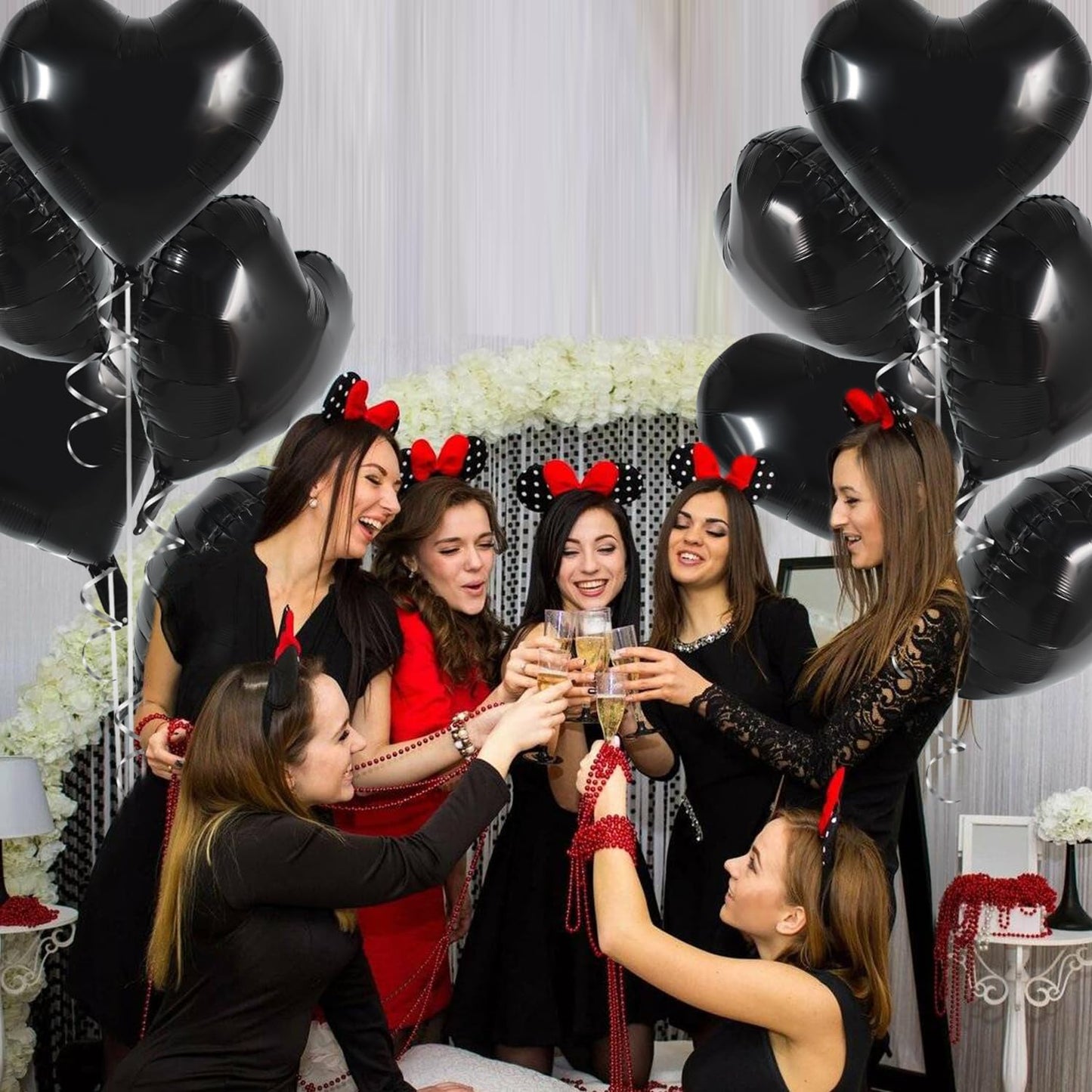 TONIFUL 30Pcs 18 Inch Black Heart Balloons Black Heart Shape Foil Mylar Balloons Decoration for Birthday Valentines Day Wedding
