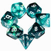 Galaxy Dice Set| Dark Green Mix Cyan Crystal DND Dice Set for Board Game