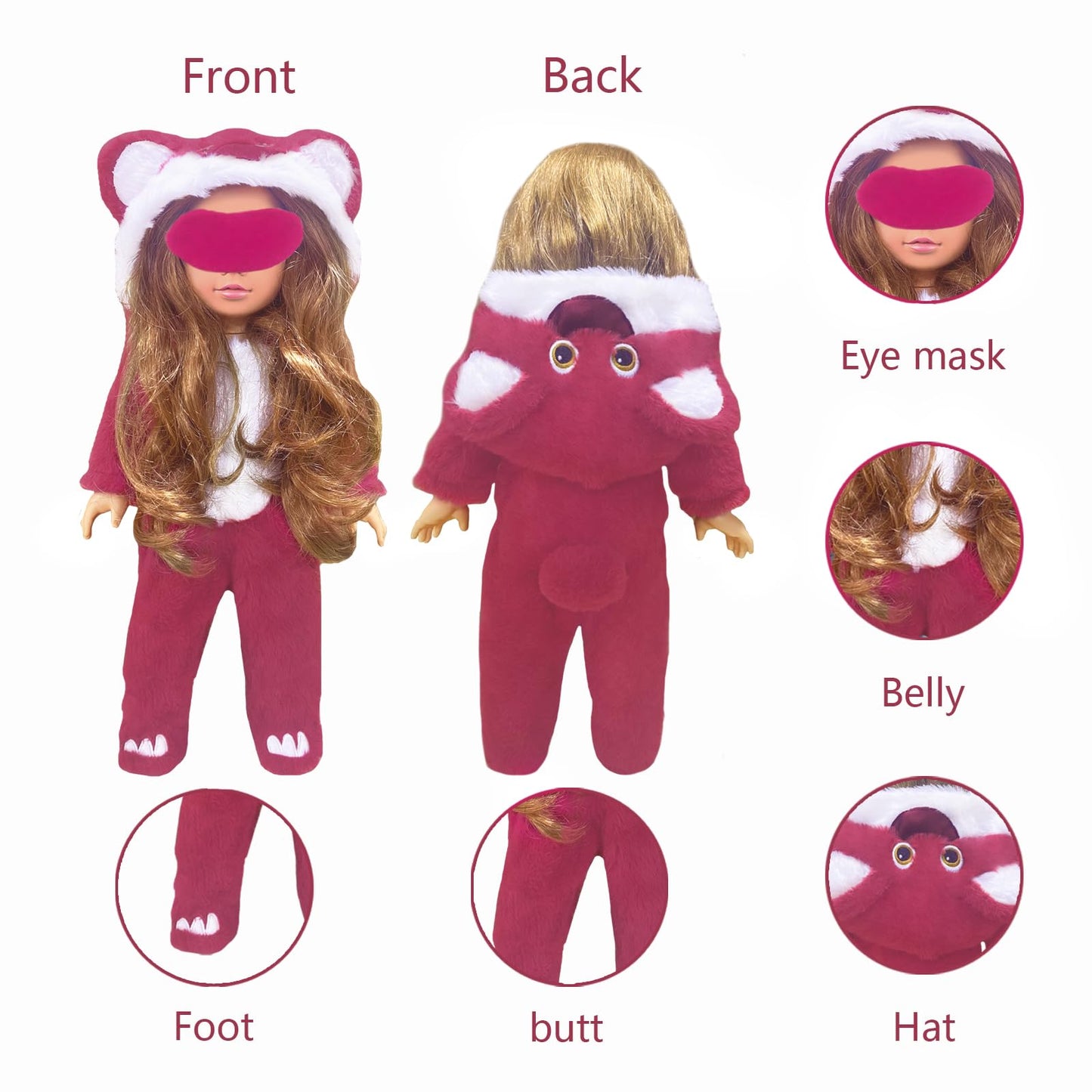 18 Inch Doll Clothes - Onesie Pajamas Fit 18 Inch Girl Doll And More (2Set)