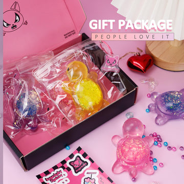 4 Pcs Taba Squishy Cute Animals Toys - Turtle Stress Relief Fidget Sensory Toys Soft Silicone Squeeze Kits for Teens Children mature-themed (Purple Blue Red Yellow)