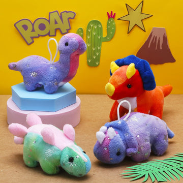 Dinosaur Plush Stuffed Set(16 Pack), Mini Dinosaurs Animal Keychain Toy(4.5'), Soft Dino Playset For Toddler Kid Party Favors, Plushies Kit For Stocking Stuffers Doll Machine Treasure Carnival Prizes
