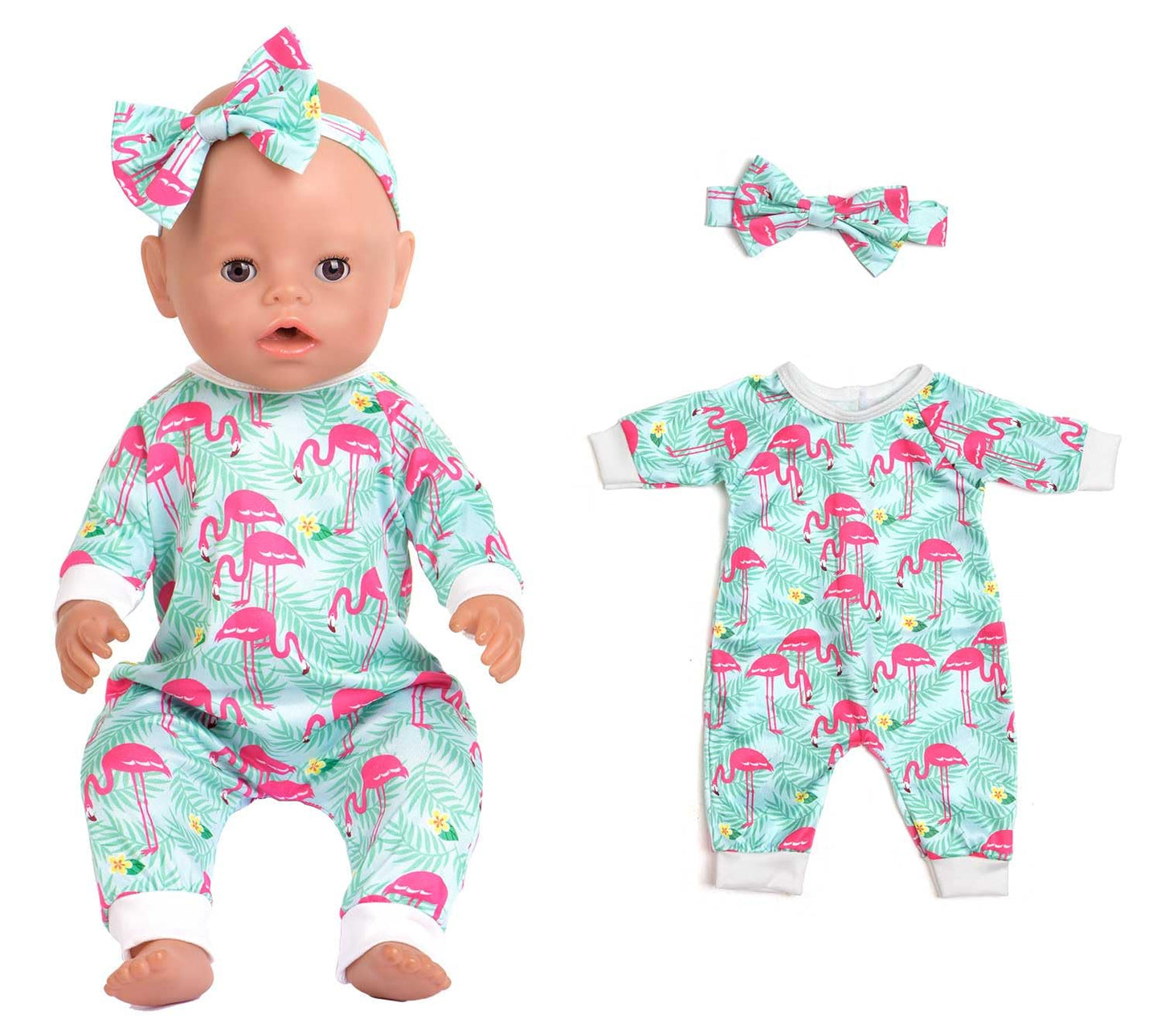 Sweet Dolly 5 Sets Baby Doll Accessories Baby Doll Clothes And Headbands Doll Pajamas For 15 Inch Doll To 18 Inch Doll, 10 Pcs In Total Doll Clothes And Accessories, White