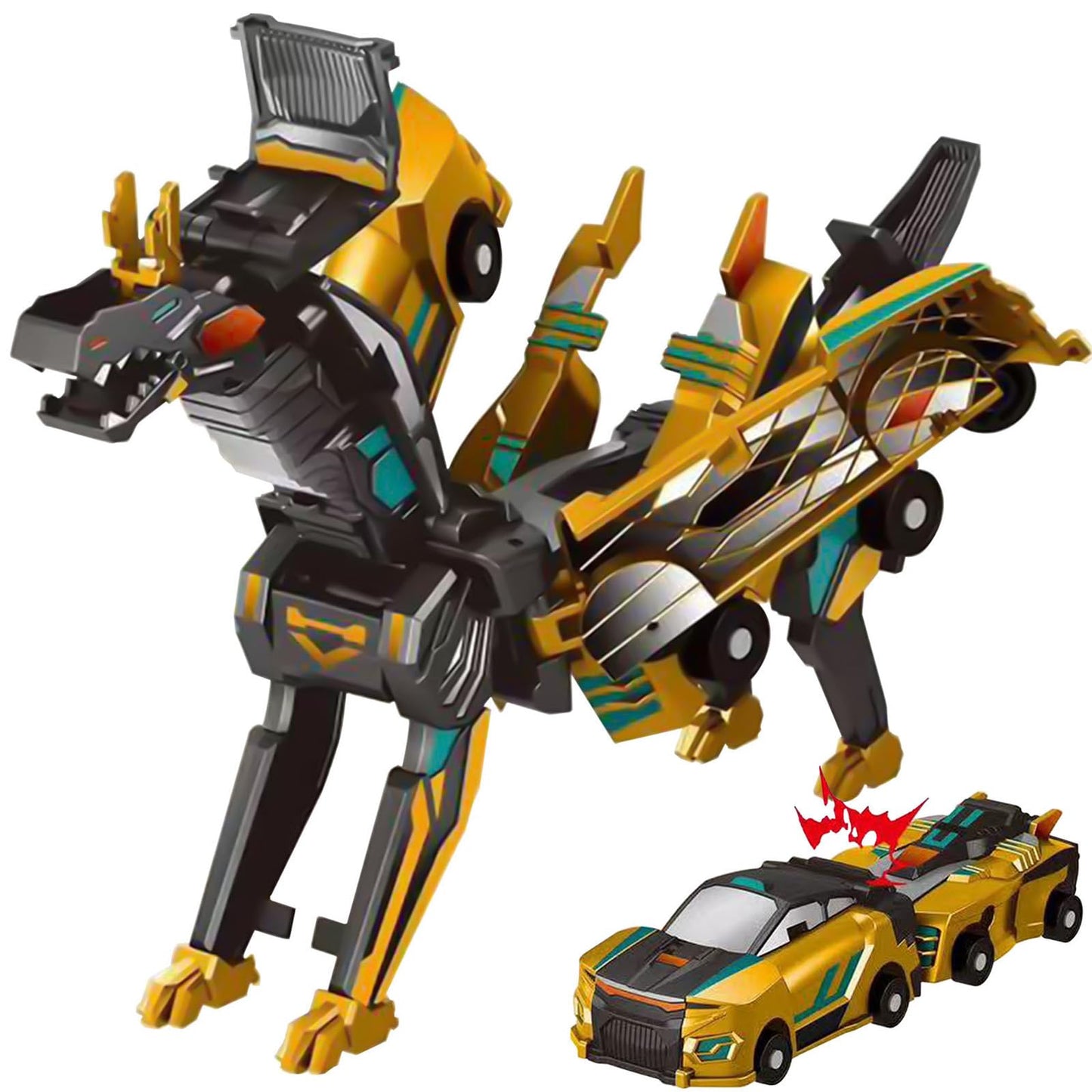Aimery Dinosaur Transforming Car Toy, Magnetic Cars Transform Into Dinosaurs,Fun - Collision Transformation Car Toys For Boys &