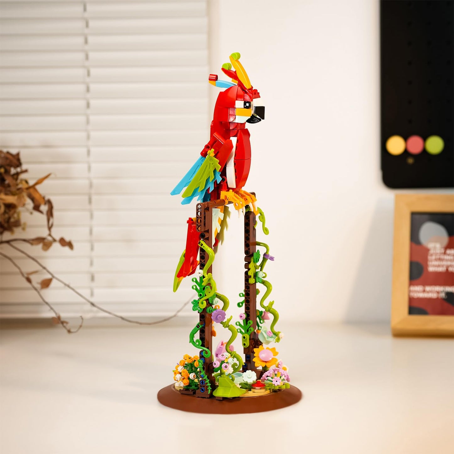 Flowers Parrot Building Set Compatible With Lego Animal For Girls 8-12 Years,Cool Halloween Toys For Adults And Botanical Natural Lover 632 Pcs