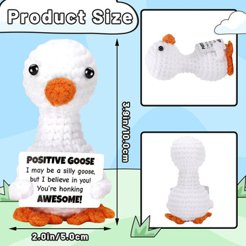 Juleasel Mini Goose Positive Crochet Animal Emotional Support Crochet Desk Goose With Positive Card For Coworkers Best Friend En