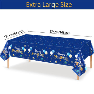 Navy Blue Party Supplies Blue Stars Happy Birthday Tablecloths Blue Starry Confetti Table Covers For Kids Boys Girls Baby Shower