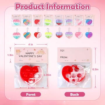 32Pcs Heart Shape Pop Fidget Toy With Valentine'S Day Card For Kids,Valentines School Classroom Exchange Kit For Kids, Party Fav