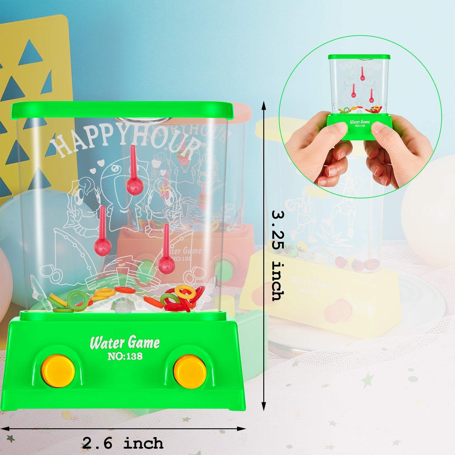 10 Pieces Handheld Water Game Arcade Water Ring Water Tables For Beach Toys Party Favor Fish Rings Fun Game For Different Ages Basketball Fun Present For Men Pastime, Without Water (Classic Style)