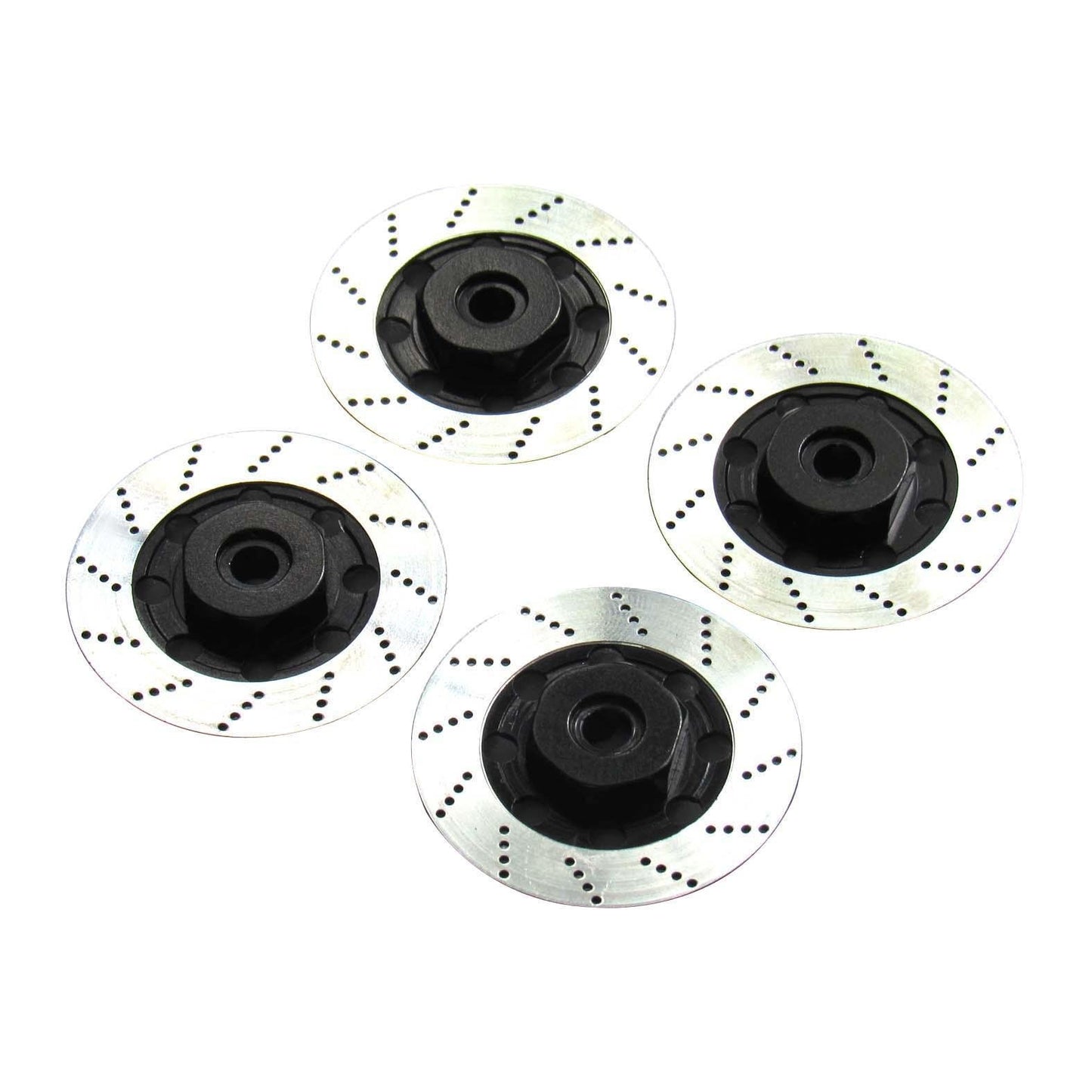 Hobbypower Aluminum 12mm Hex Hub Wheel Tires Brake Disc for 1/10 On-Road Car XI D3 D4 (Pack of 4,Black & Sliver)