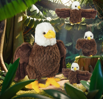 Xyhqyb Bald Eagle Stuffed Animal Plush, 14 Inch Mommy Eagle Plush With 3 Cute Babies Bald Eagles Slap Bracelet Plushies Eagles S
