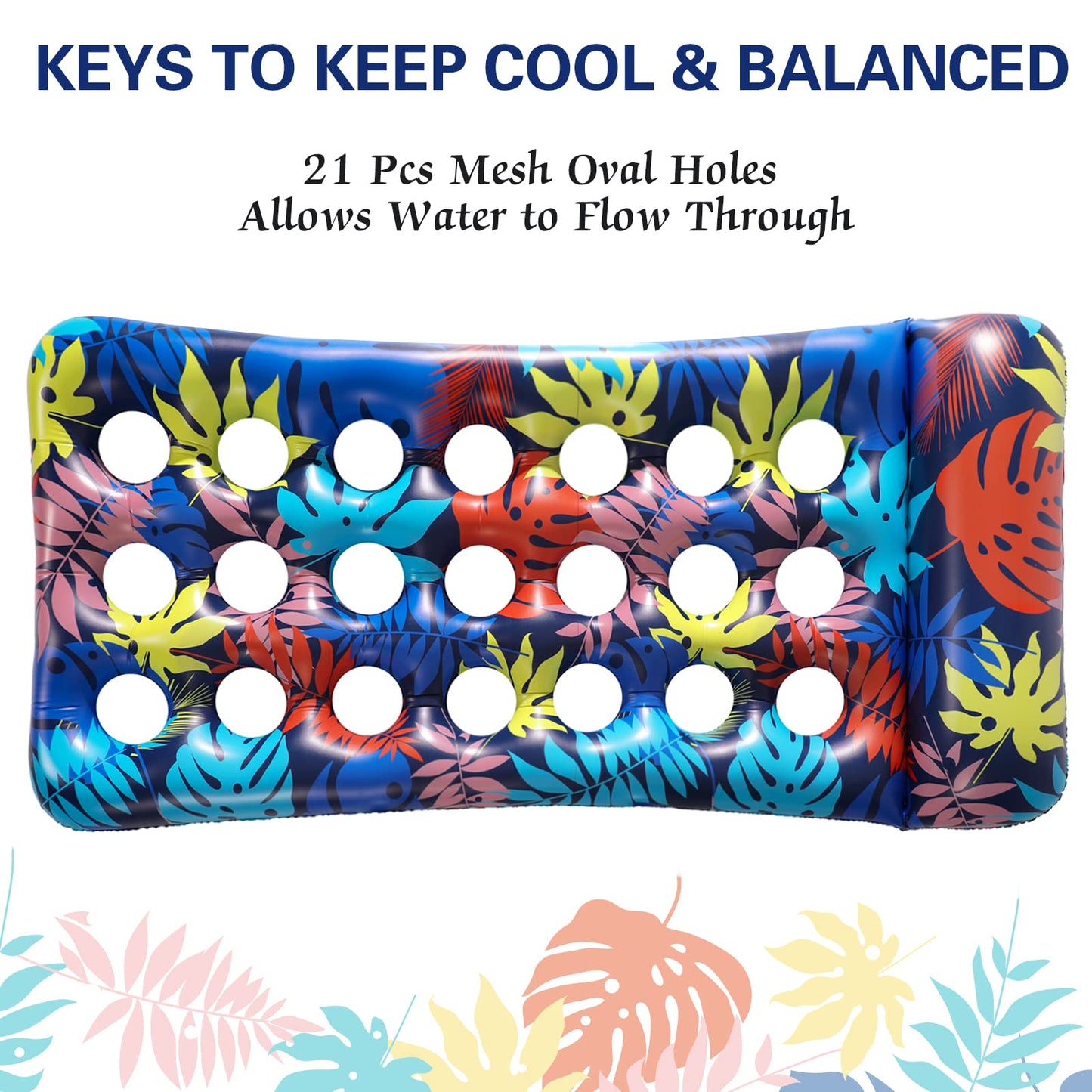 Inflatable Pool Floats Raft - Oversized Pool Float and Raft for Adults, Cooling Pool Float Contour Lounger with Headrest for Swi