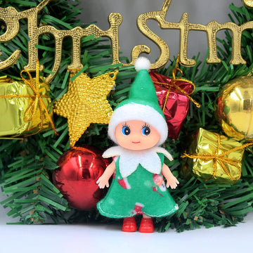 WULEEUPER Tiny Baby Elf Doll | Christmas Miniature Elf Decoration | Newborn Gift | Baby Grow Girl and Boy Elf Dolls (Green Dress)