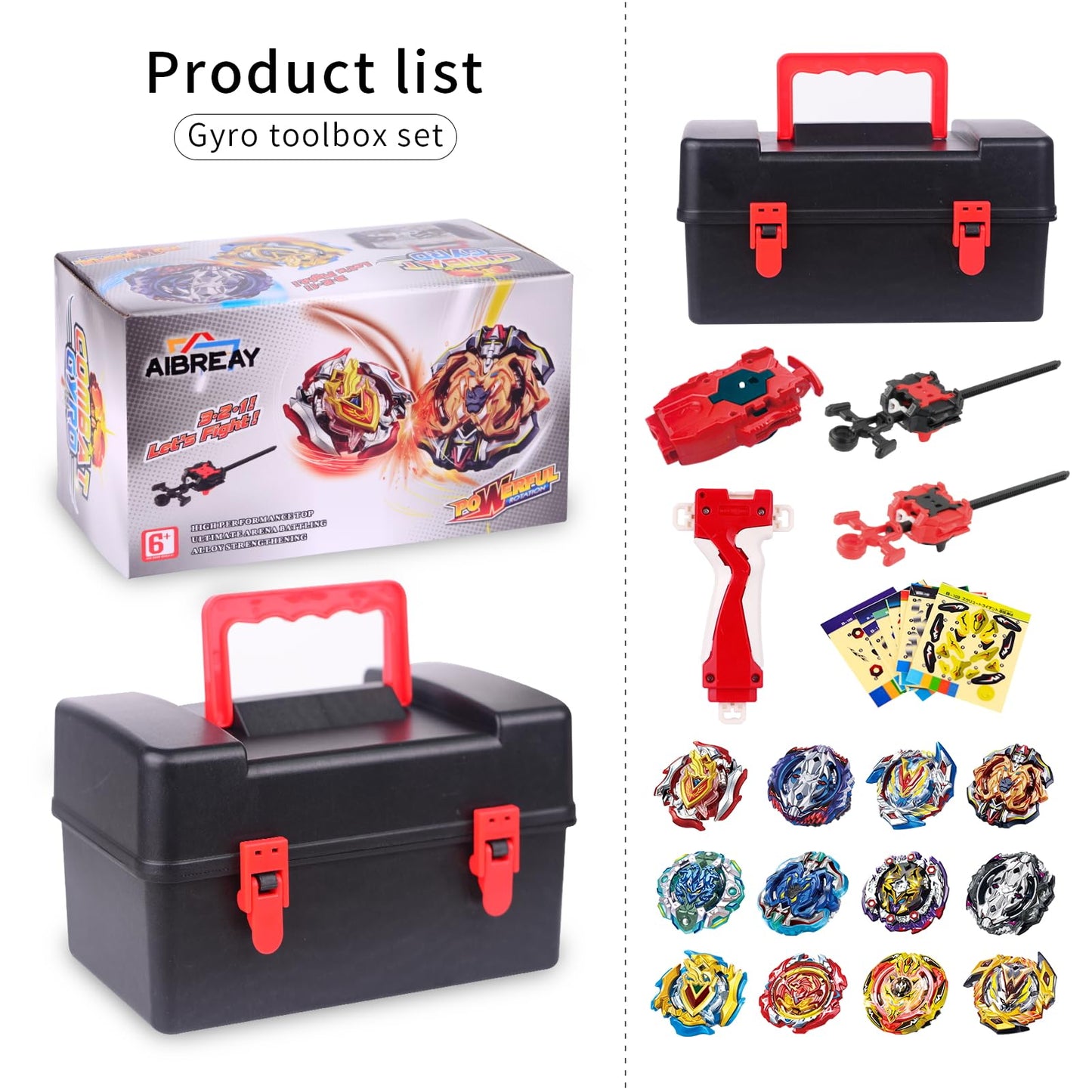 AIBREAY Bey Battling Top Burst Gyro Toy Set 12 Spinning Tops 3 Launchers 1 Grip Toy cutting edge Combat Battling Game with Portable Storage Box Gift for Kids Children Boy and Girl Ages 6+