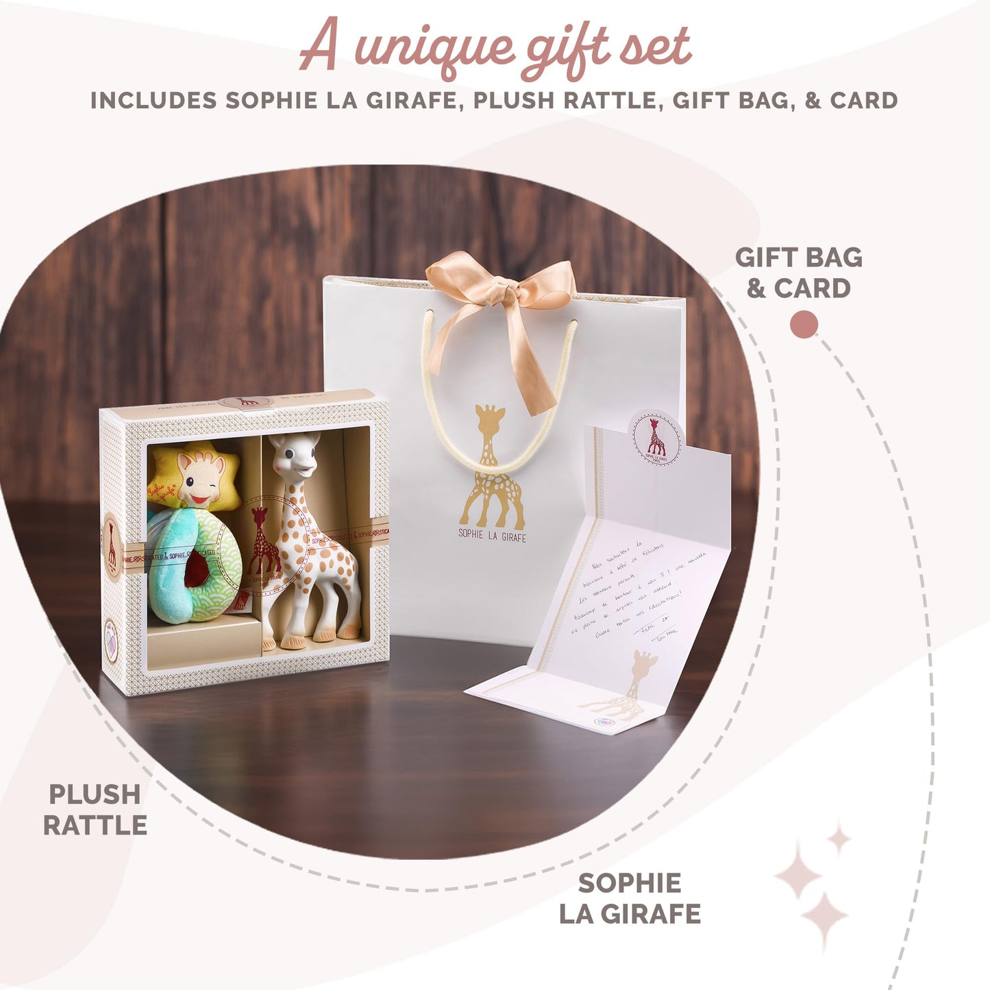 Sophie La Girafe | Classical Creation Birth Gift Set | Includes Plush Rattle, Gift Bag & Card | Comfort & Soothe | Awaken All 5